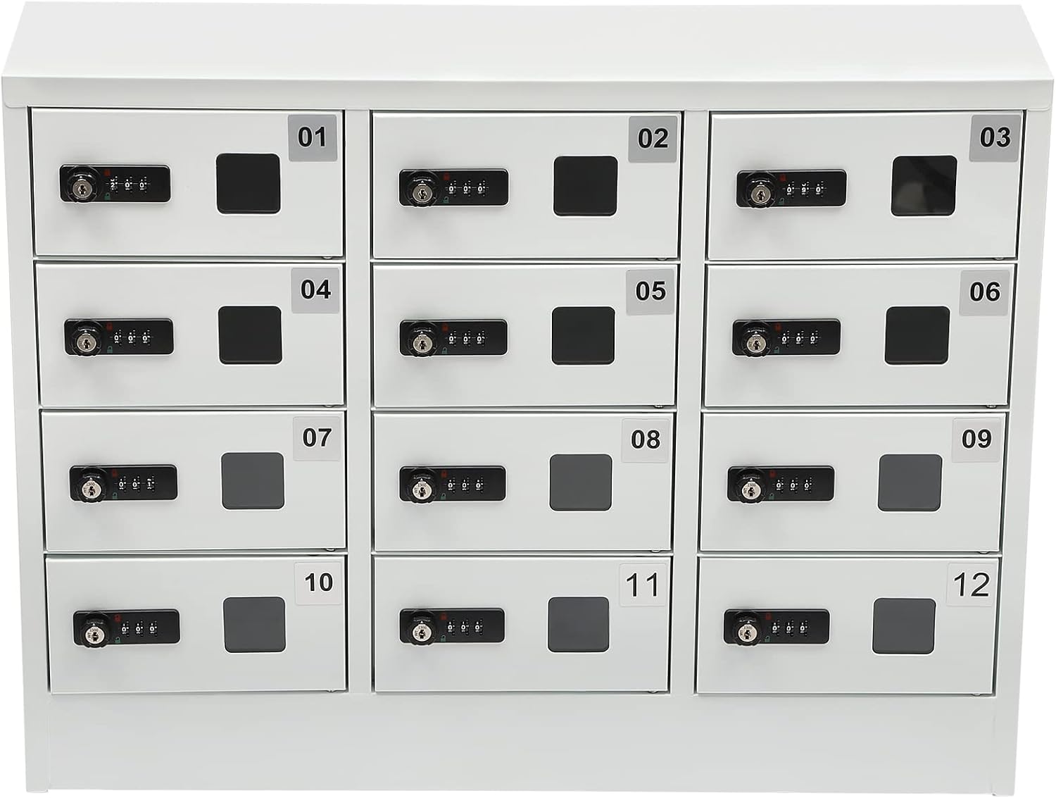 12 Slot Cellphone Charging Station,Cell Phone Locker,Cellphone Charging Cabinet with 3 in 1 Charging Cable Combination Lock QC3.0 Fast Charging for Office Classroom