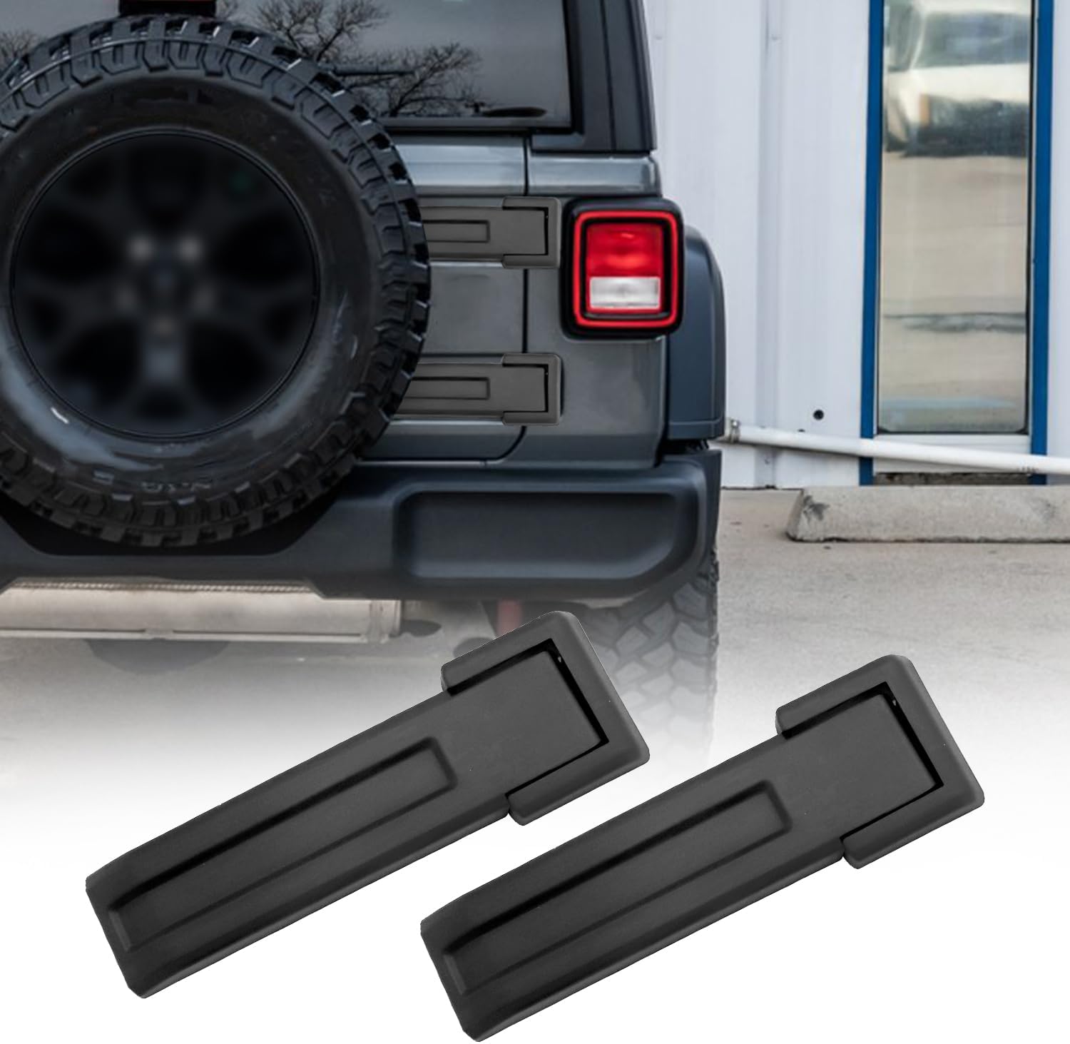 Tailgate Hinge Cover Trim for 2007-2017 for Jeep Wrangler JK & Unlimited Spare tire Bracket Hinge Cover（Black,2-Pack