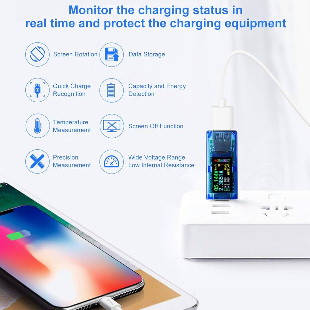 MakerHawk USB 3.0 Tester, USB Power Meter, 3.7-30V 0-4A Voltage Tester Multimeter, USB Current Meter Tester, IPS Color Display Voltmeter Ammeter, USB Charger Tester AT34