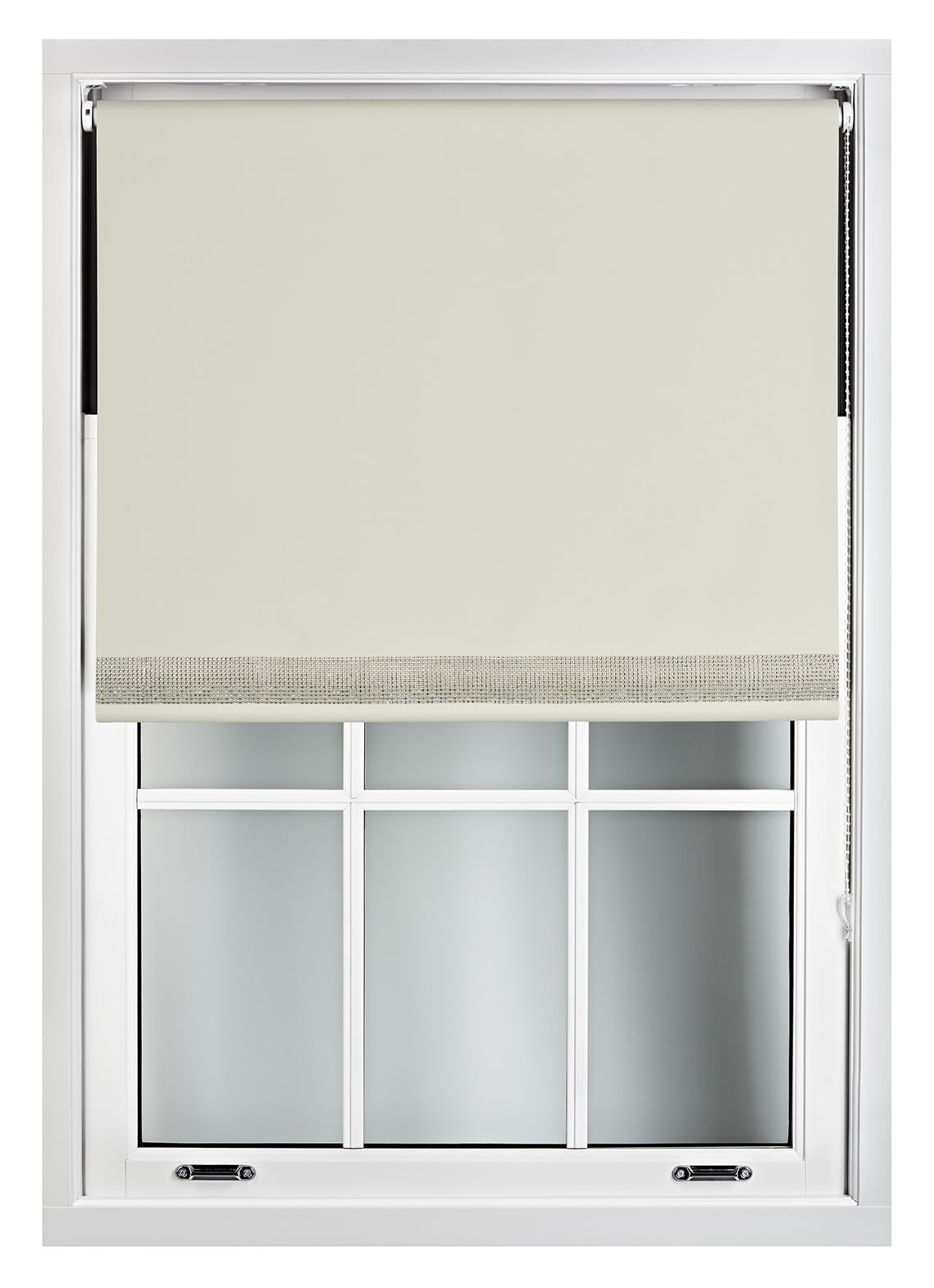 FURNISHED Diamante Edge Blackout Roller Blinds - Black Out Thermal Fabric Insulated Window Blind with Decorative Diamante Glitter Trim, Cream Up to 210W x 210L cm โ image 1