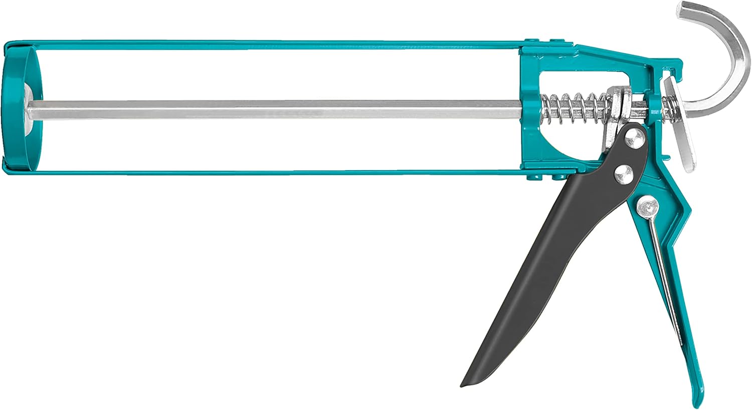 Total Tools - Pistola Aplicador de Silicona | Longitud de 230 mm | Plato de Empuje Doble | Mango Ergonómico de Aluminio | Acero | Resistente a la Corrosión