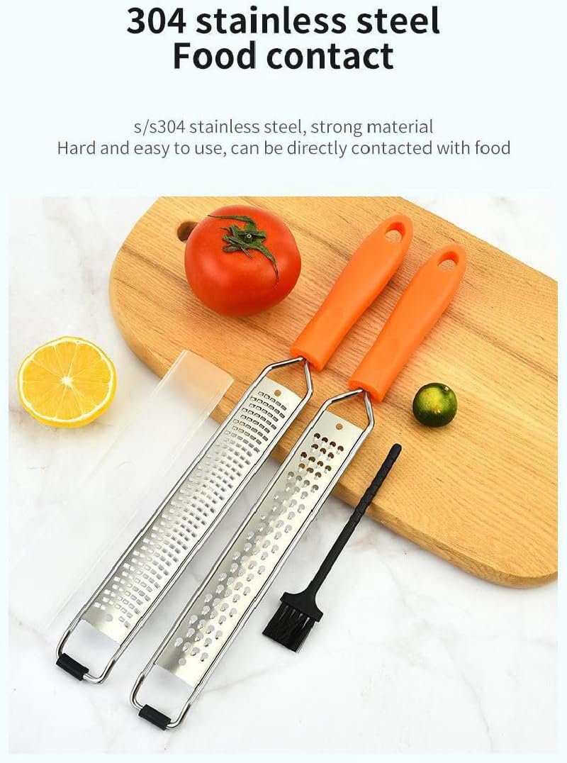 Cheese Grater, Set of 2 304 Stainless Steel Non-slip Handle Sharp Grater Kitchen Tool with Cleaning Brush for Parmesan Cheese, Chocolate, Ginger, Garlic, Fruits, Vegetables, Dishwasher Safe Cheese Grater, Set of 2 304 Stainless Steel Non-slip Handle Sharp Grater Kitchen Tool with Cleaning Brush for Parmesan Cheese, Chocolate, Ginger, Garlic, Fruits, Vegetables, Dishwasher Safe