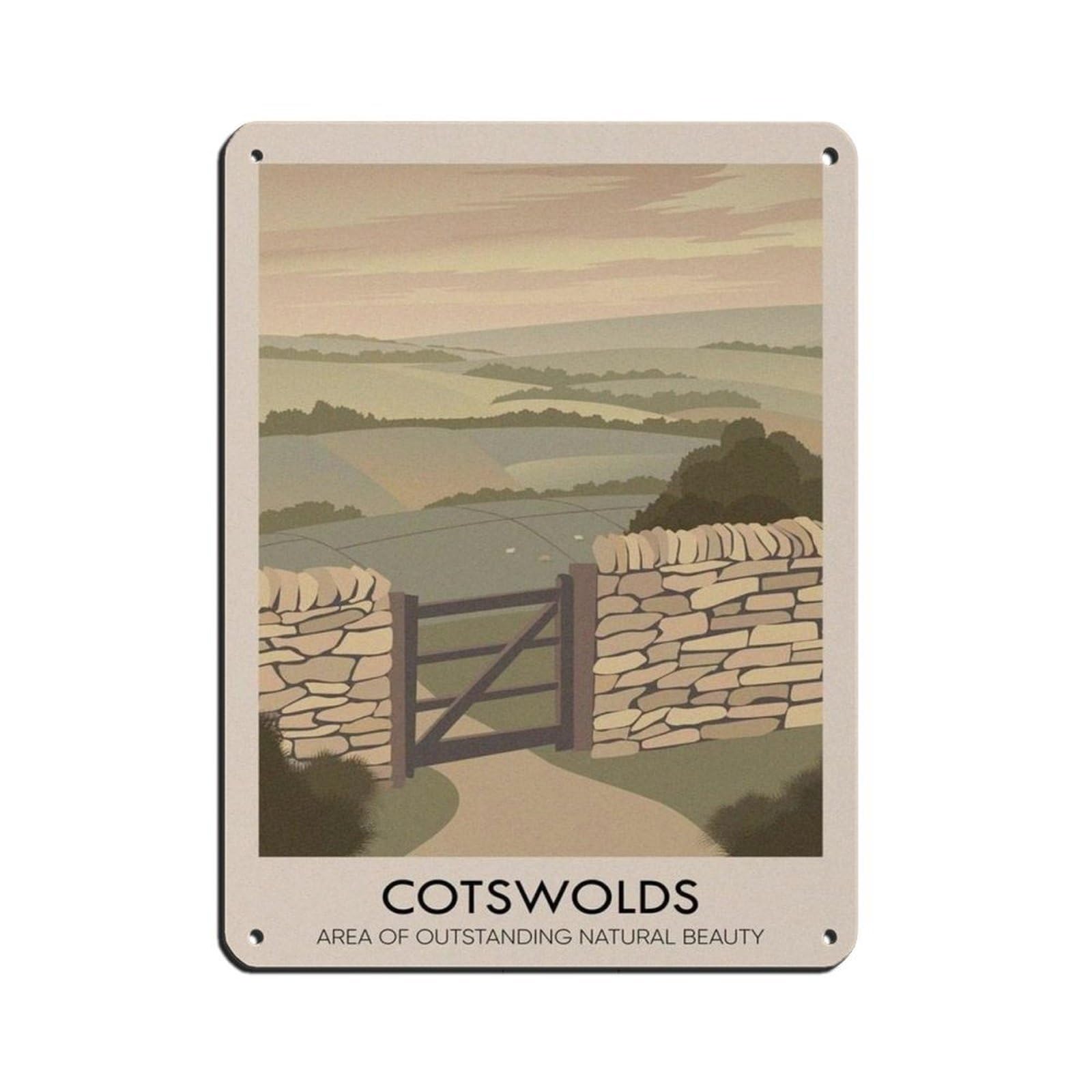 Lxwnze 30L X 40W Cm Cotswolds Aonb Poster,Gloucestershire Retro Poster Metal Tin Sign Chic Art Retro Iron Painting Bar People Cave Cafe Family Garage Poster Wall Decoration 12X16inch(30X40cm)