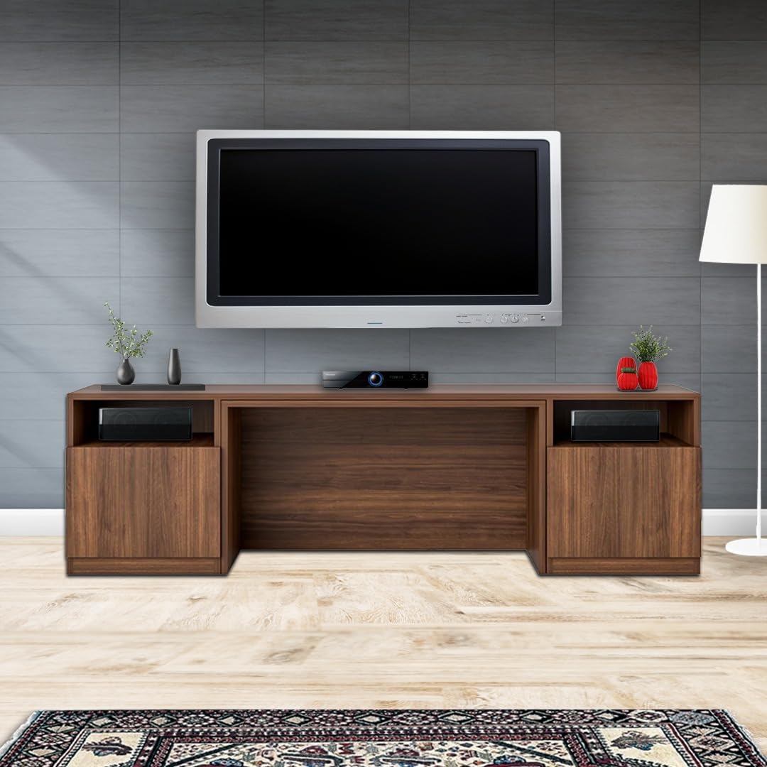 junco Engineered Wood Coffee Table TV Unit with Hidden Coffee Table Engineered Wood TV Entertainment Unit (Brown)-image-31