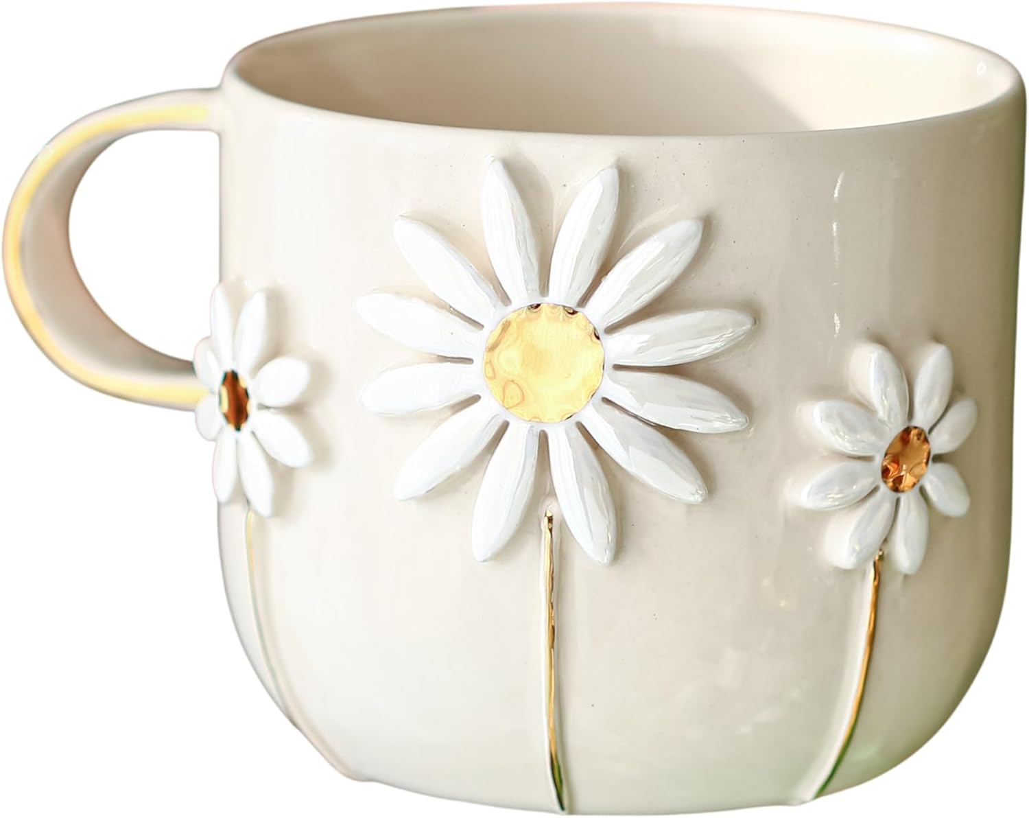 Handmade Ceramic Mug 12 oz Pottery Coffee Tea Cup 24K Gold Plated Handcrafted Office and Home,Birthday Valentines and Mothers Day