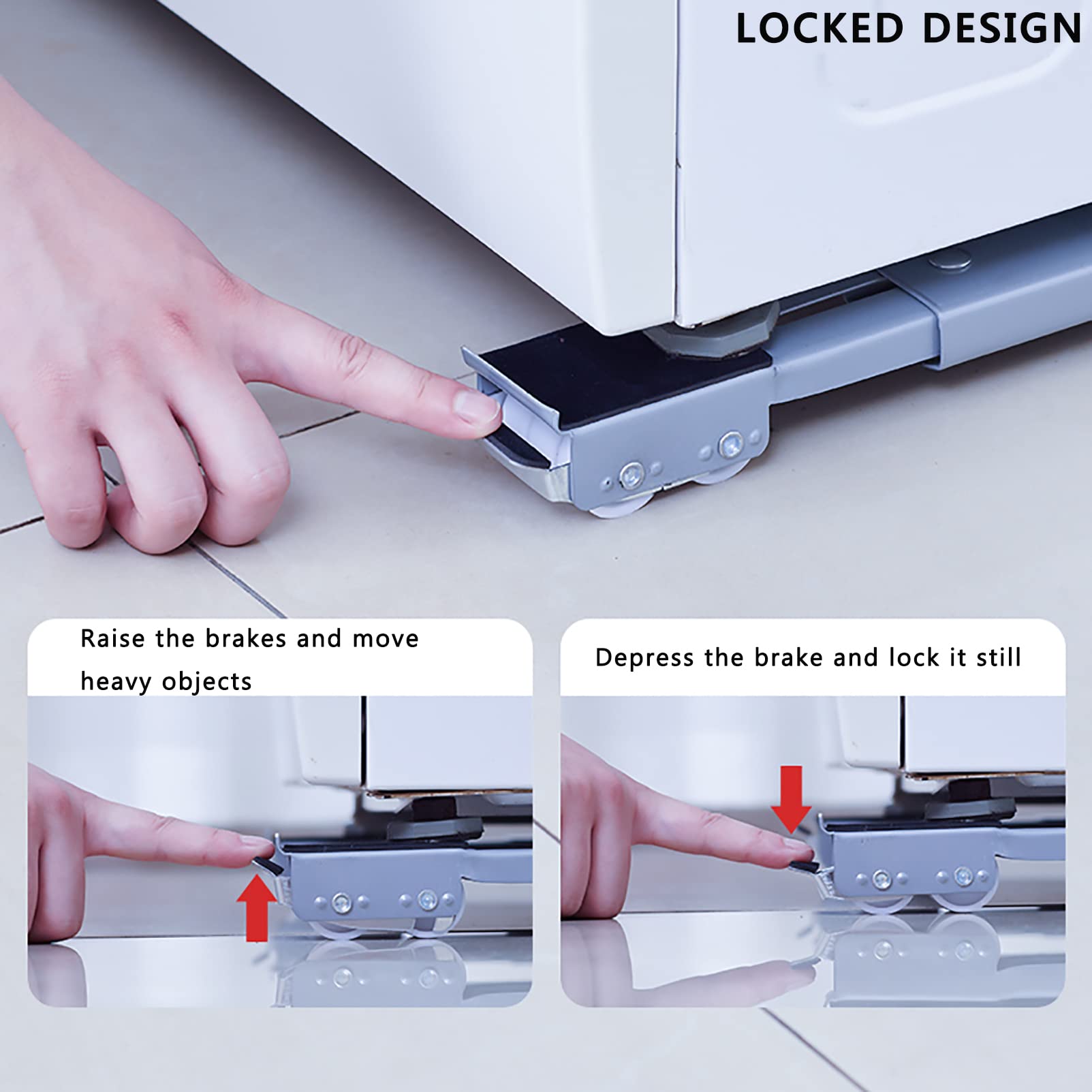 Multifunctionele Dolly Roller Base verstelbare koelkaststandaard met beweegbare basis voor wasmachine, koelkast en droger