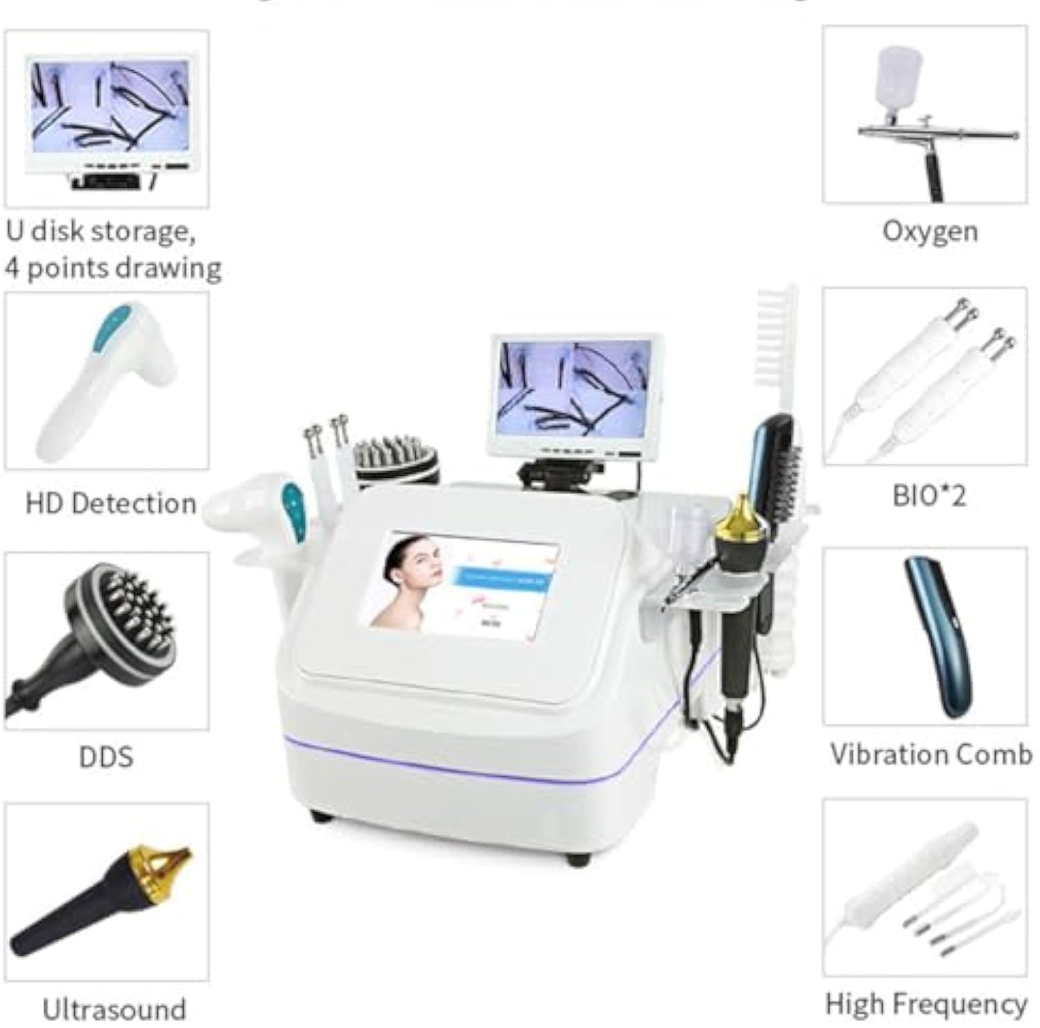 Cyfrowy Mikroskop Detektor Mieszków Włosowych Skóry Głowy, Cyfrowy Skaner Analizujący Skórę Głowy Włosów, 7 Uchwytów Do Precyzyjnej Analizy, Idealny Do Domowego Spa I Pielęgnacji Włosów