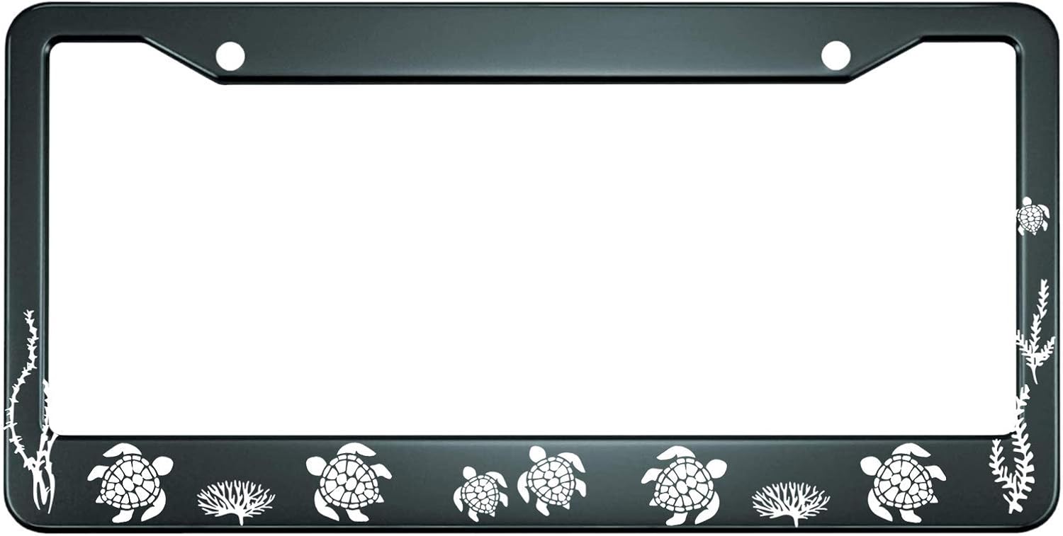 HOSNYE Turtles of The Sea License Plate Frame Plants