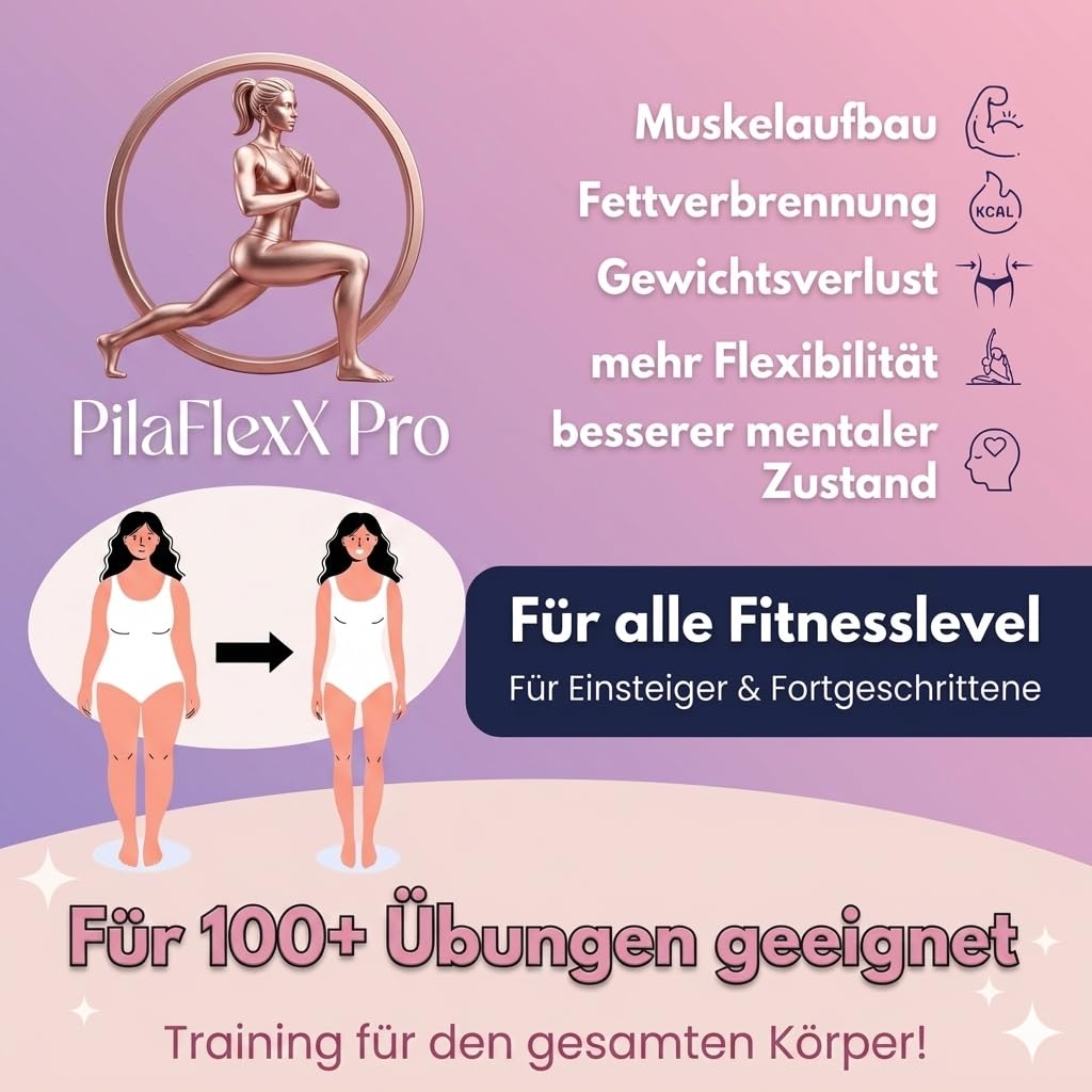 Pilates Board für Zuhause – Reformer Maschine als vielseitiges Fitness Gerät für Ganzkörpertraining, Bauch Beine Po, Home Workout & Home Fitness inklusive Video Übungen und Widerstandsband