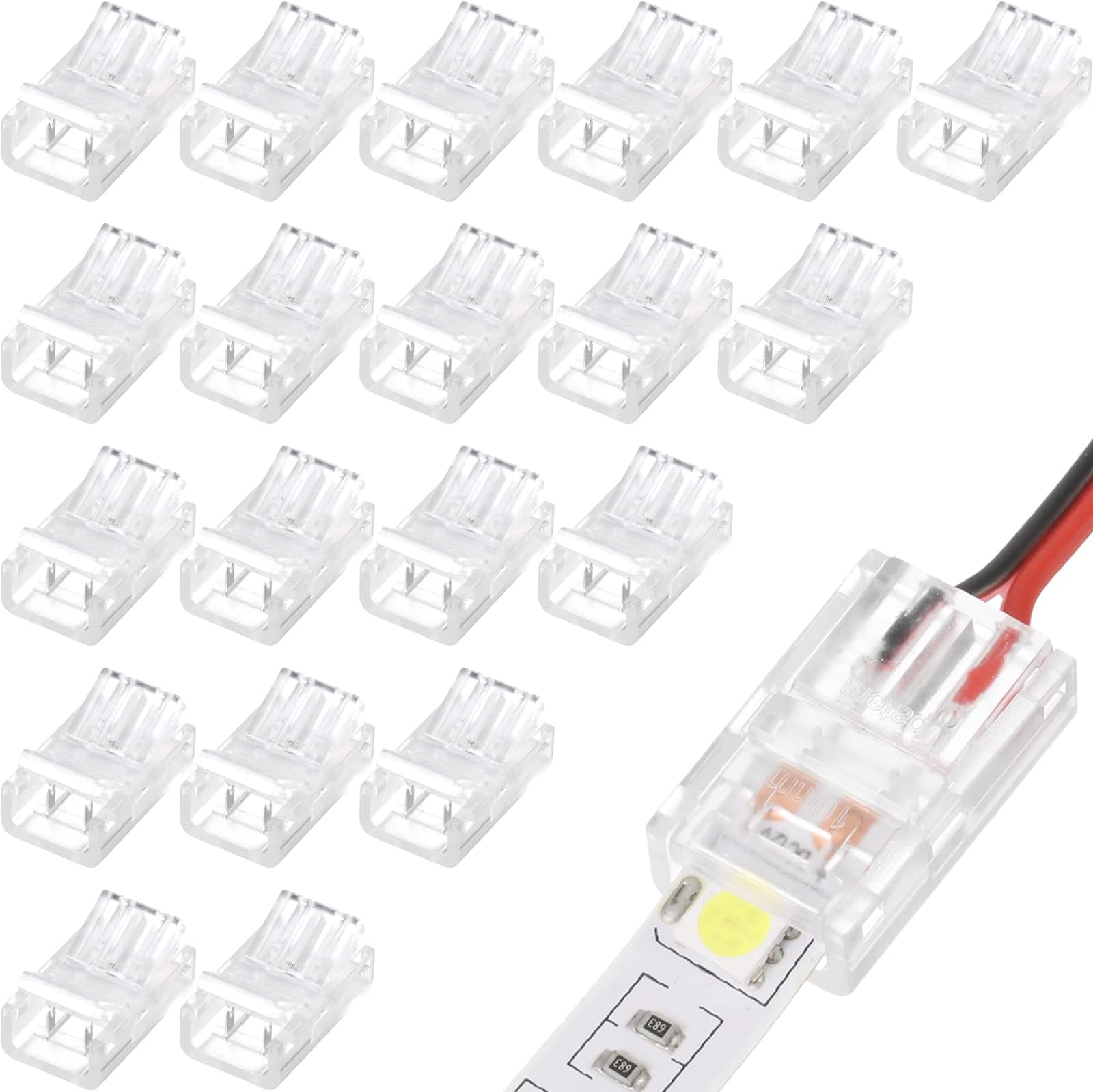 20 Pcs 2 Pin 8 mm led strip connector