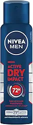 NIVEA MEN Desodorante Antitranspirante Aerossol Dry Impact 150ml - Proteção prolongada de 72h, dupla proteção antitranspirante, proteção extra seca, sem alumínio, corantes e conservantes