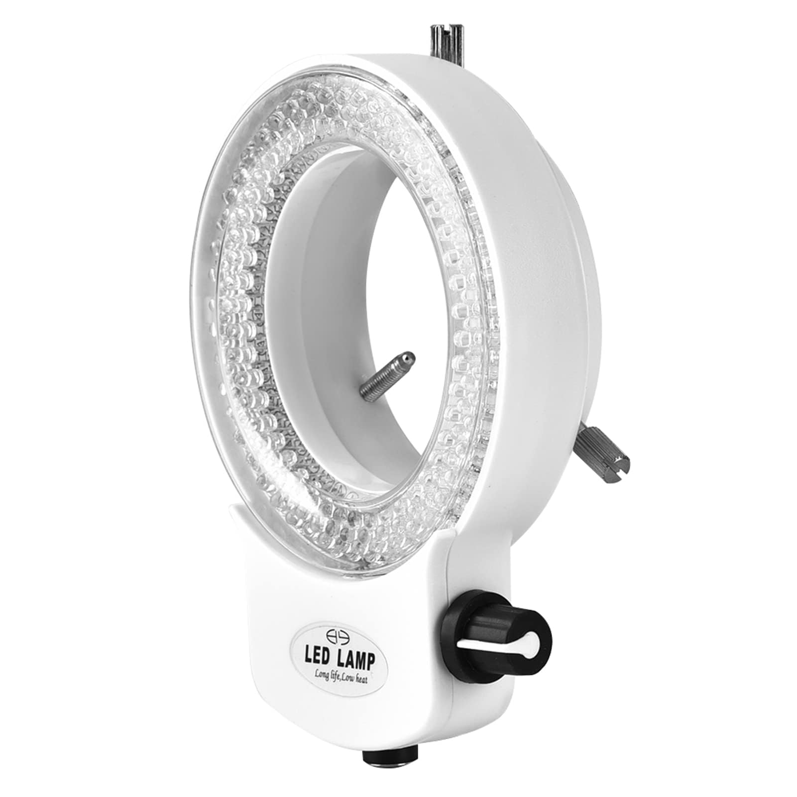144 Microscopios de Fuente de Luz de Anillo LED Microscopios Estéreo Brillo Lámpara de Anillo Ajustable para Cámara de Microscopio Accesorios Industriales con Adaptador (White-Enchufe de la UE)