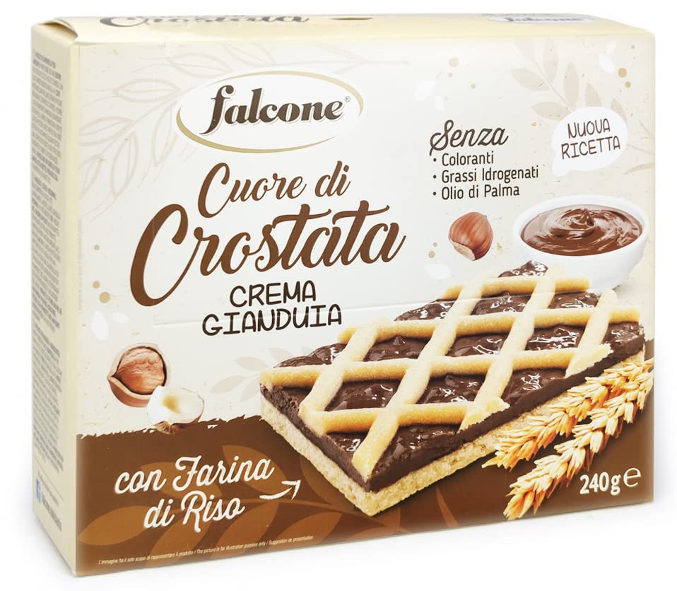 Falcone 'Cuore di Crostata' con Farcitura di Crema alla Gianduia con Farina di Riso 240gr