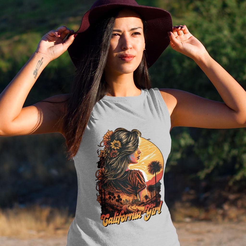 California Girl Women's Muscle Tank - Floral Tank Top - Themed Workout Tank