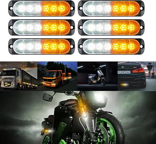 ALLLLC Luces estroboscópicas de emergencia LED, luz intermitente de advertencia de 6 LED, luz de construcción de precaución para camión de coche