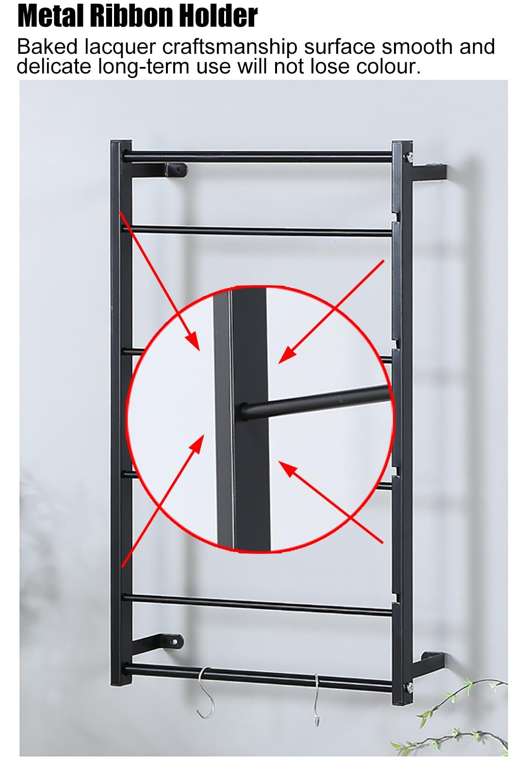 Schleifenband Halter Wandmontiertes Farbbandregal für Schlafzimmer, Bastelräume und Konditoreien, tragbares Metallspulenregal mit abnehmbarer horizontaler Halterung, 1/2/4/5 stufiges Edelstahl-Stangen