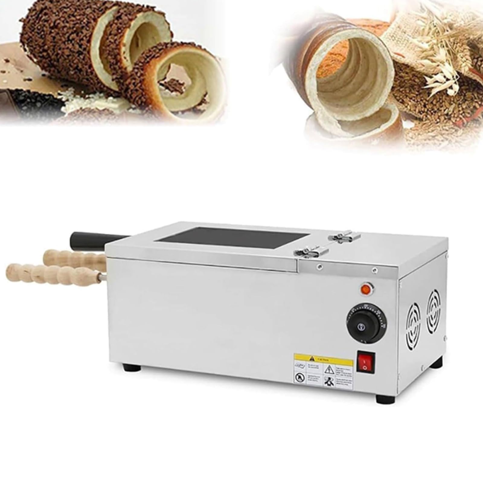 ASerZenith Chimney Cake Donut Machine, Household Stainless Steel Mini Electric Oven, Bread Roll Baking Oven Mold