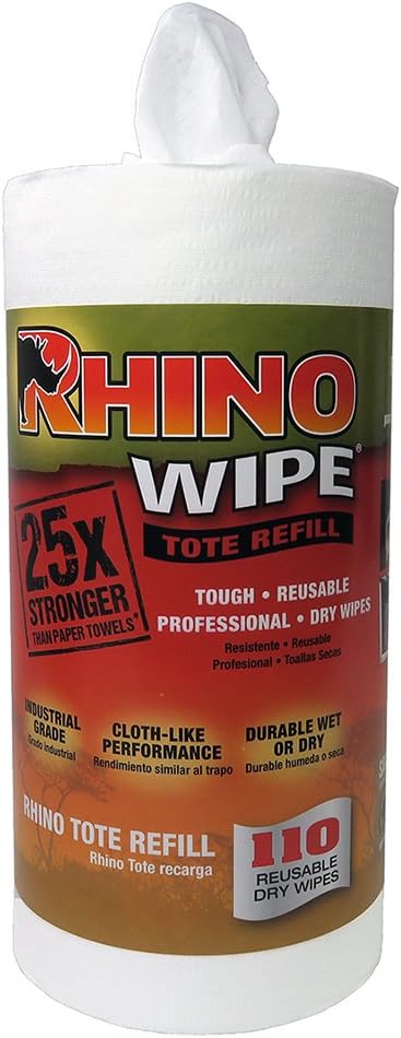 Rhino Wipe® Refill Roll with 110 Strong Dry Wipes for Tote System - Don't Mess with The Rhino™