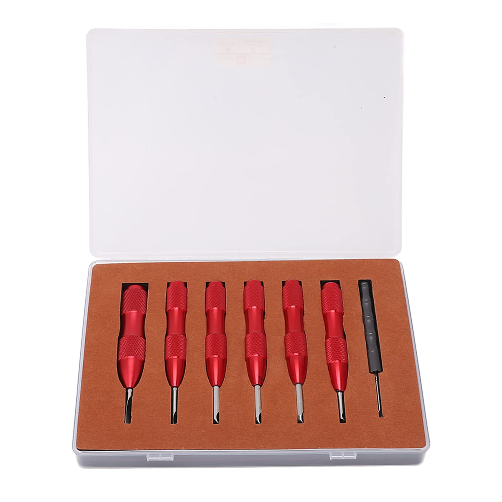 Juego de 7 herramientas para abrir tapa trasera de reloj, kit profesional para quitar cajas de relojes, herramientas de palanca de aleación de aluminio de múltiples (Roja)