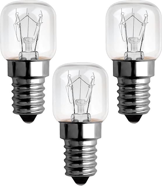 SCNNC 15W E14 Oven Bulb Dimmable, 85LM Warm White 2300K, Oven Light Bulb 300 Degree Heat Resistant, T22 E14 Incandescent Bulbs for Himalayan Salt Lamp, Microwave, Oven and Fridge, 3 Pack