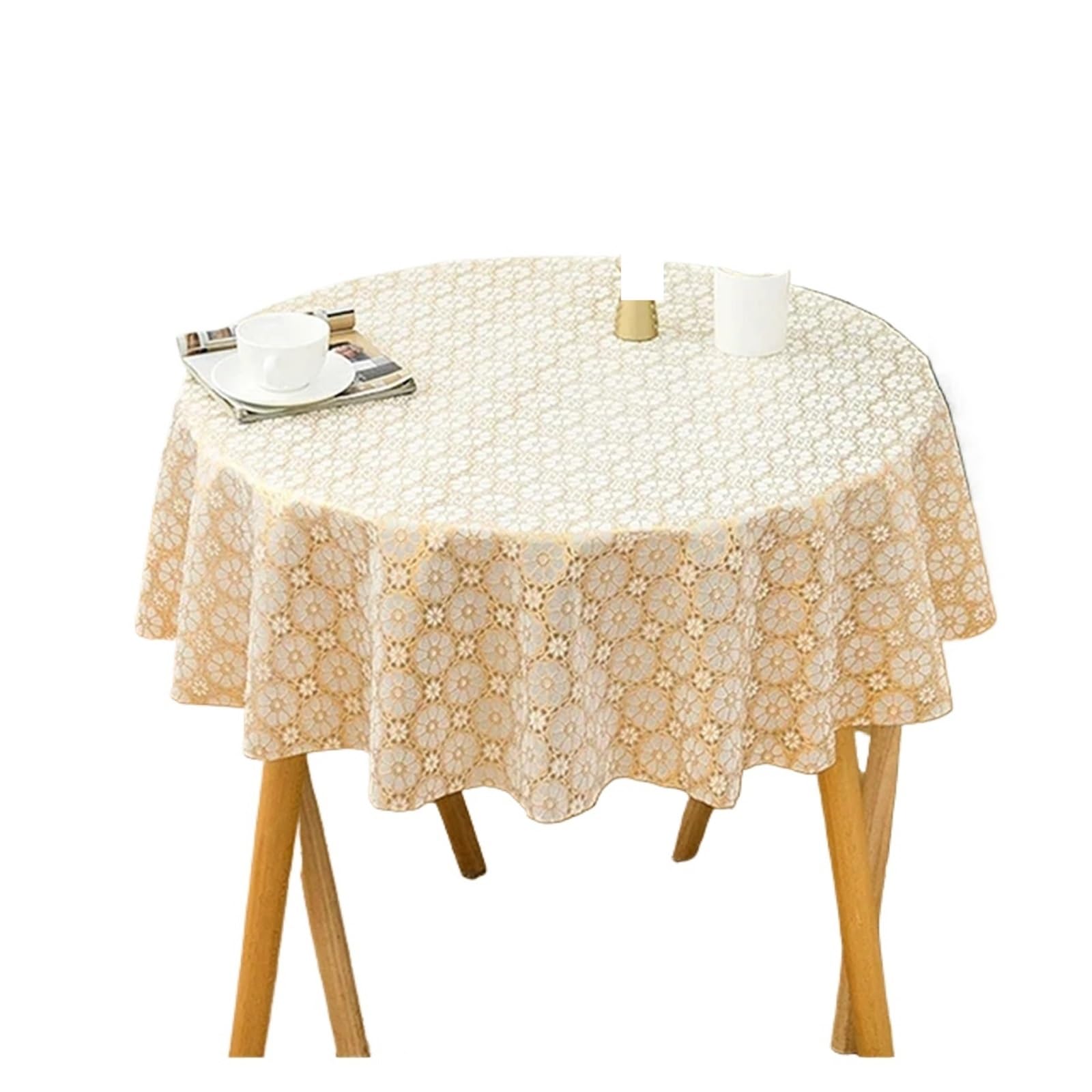 ZHSOAO Round Tablecloth Waterproof Oil-proof Plastics Table Cover Floral Printed Home Kitchen Dining Decor Supplies for Cafe(Color C,90cm)