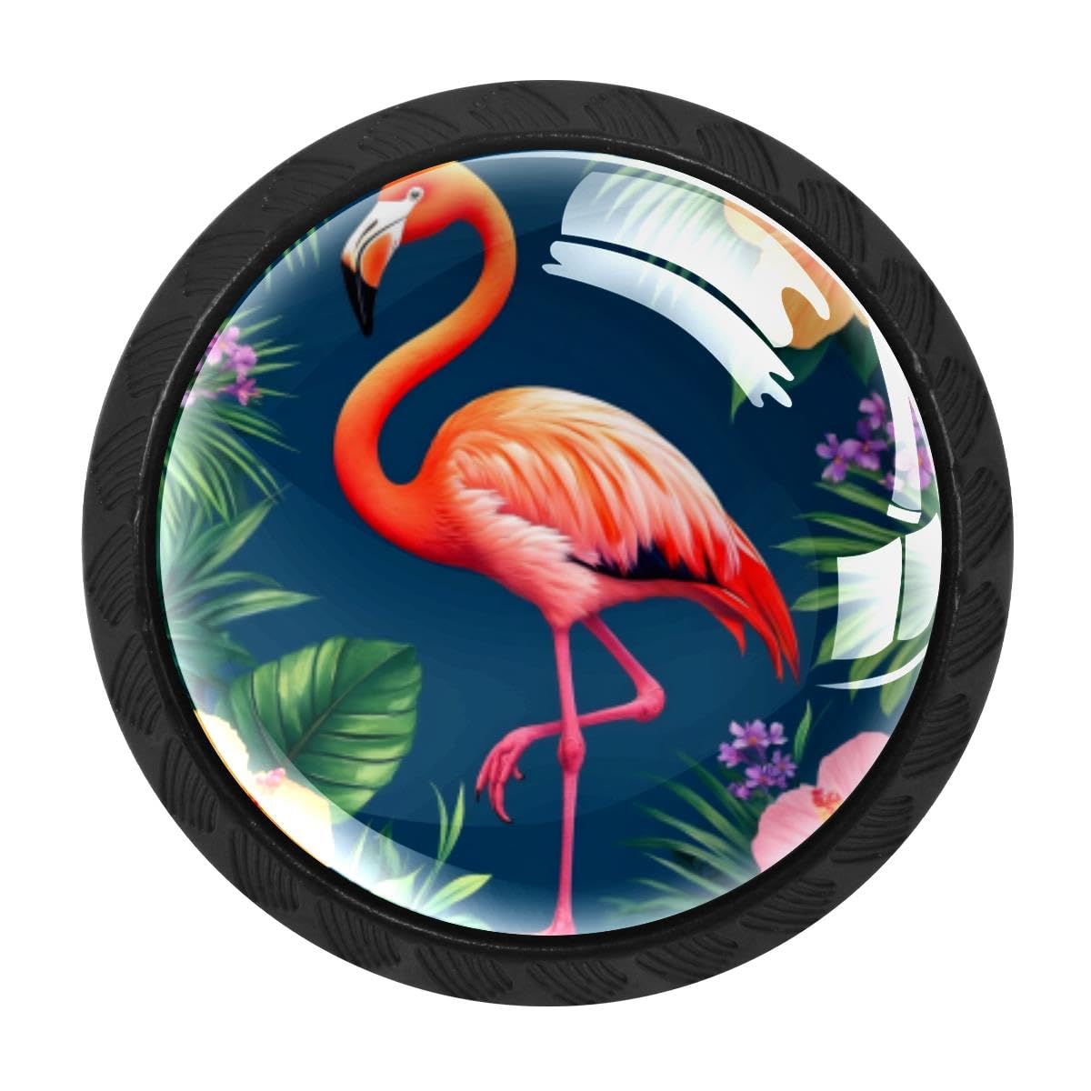 4 PCS Kitchen Cabinet Knobs, Tropical Flamingo Drawer Knobs Dresser Handles