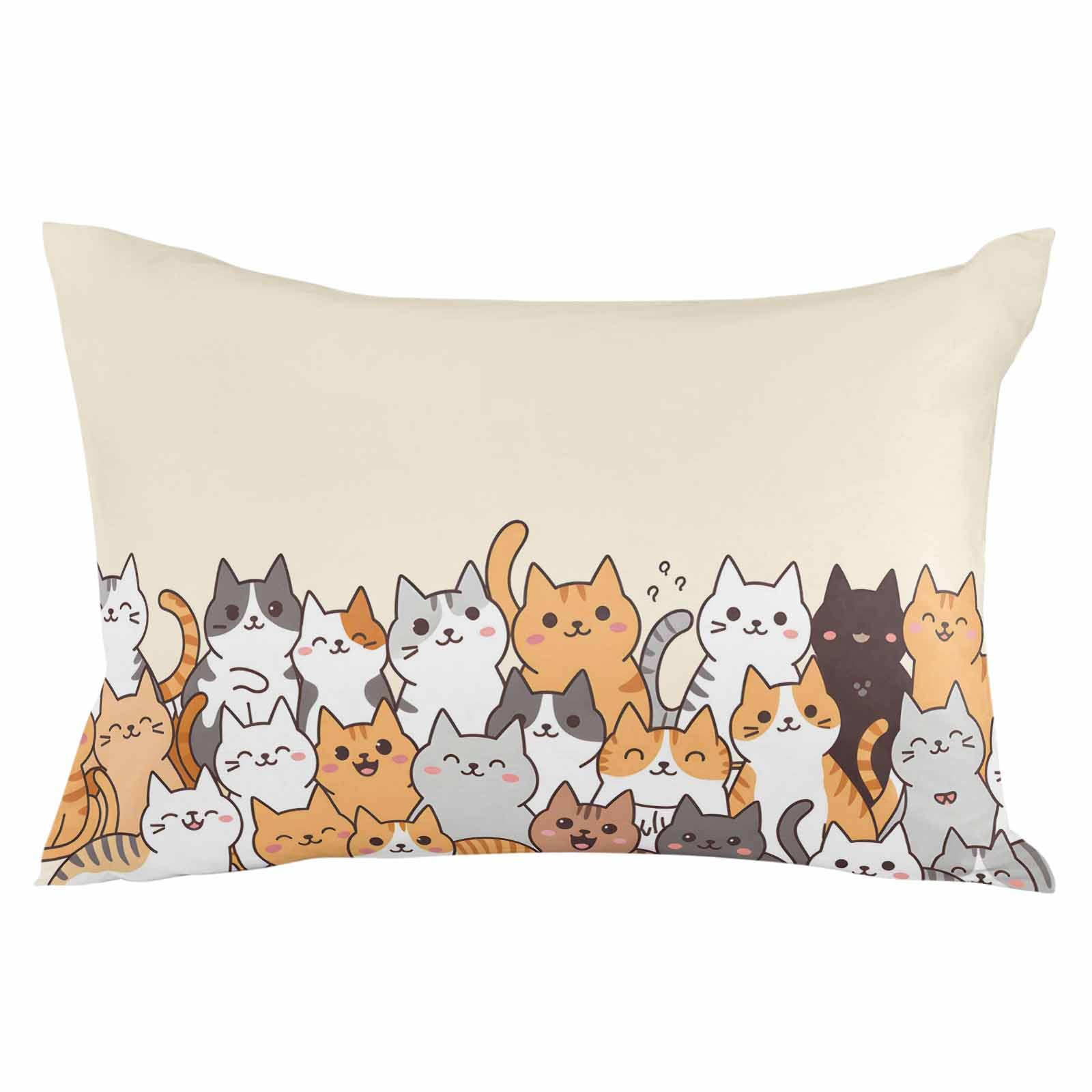 Pillowcase 12x20 Inch Cartoon Cat Cute Soft Brushed Microfiber Pillow Covers with Hidden Zipper Closure Bed Pillow Shams for Bedroom Sofa Car, 1pcs