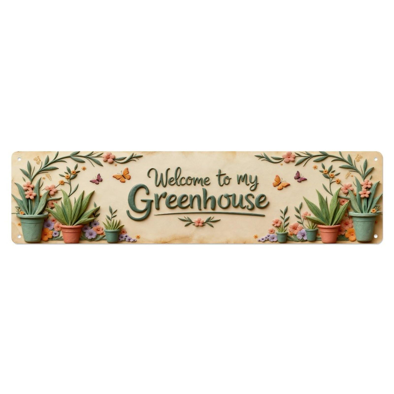 Floral Greenhouse Welcome Sign Pattern Metal Tin Sign Plaque