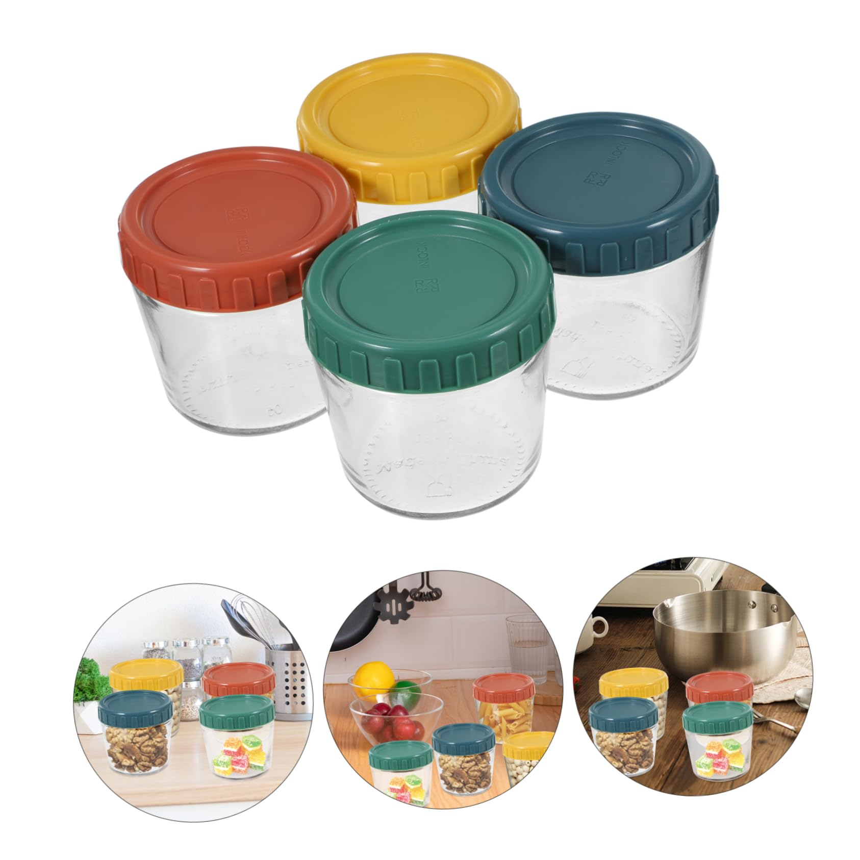 Cabilock 4piezas Frasco de Vidrio Sellado Recipientes de Vidrio Botes de Cocina para Almacenamiento de Azúcar y Té de Tarros Tapa Hermética para Cocina y Despensa