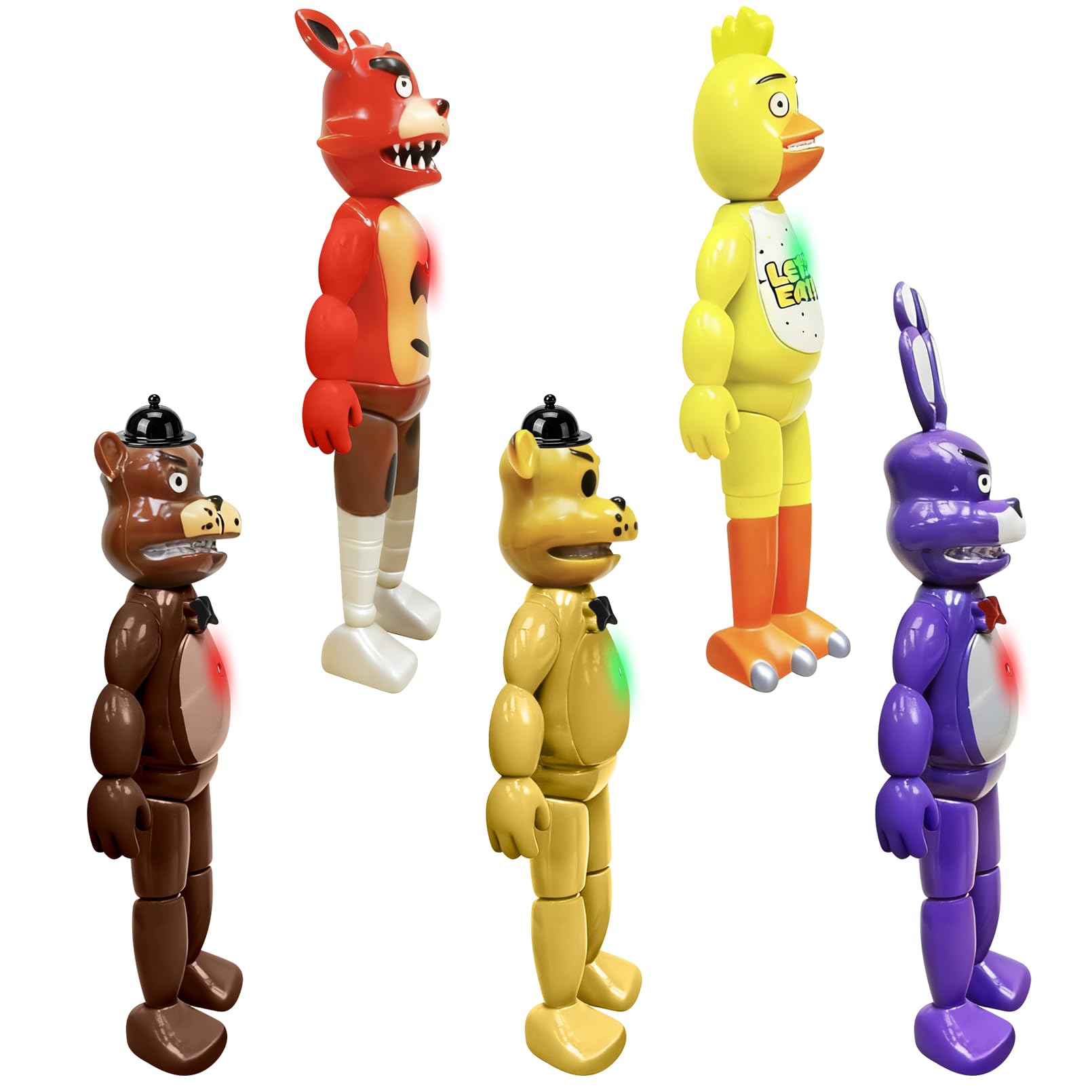 LASAMA Action Figures Set, 5 Pcs Game Figures Toys with Light, Movable Toys Dolls with Light, Collectible Gifts and Cake Toppers