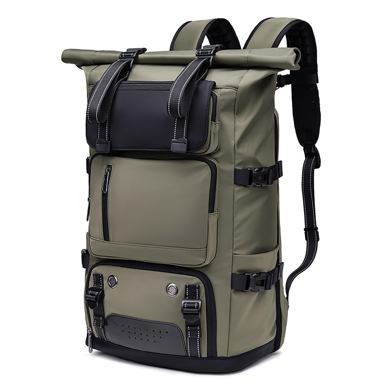 TY&WJ Mochila De Senderismo 40L Rolltop Impermeable, Mochila De Viaje con Compartimento para Portátil De 15.6 Pulgadas, Mochila De Trekking Camping Multiusos