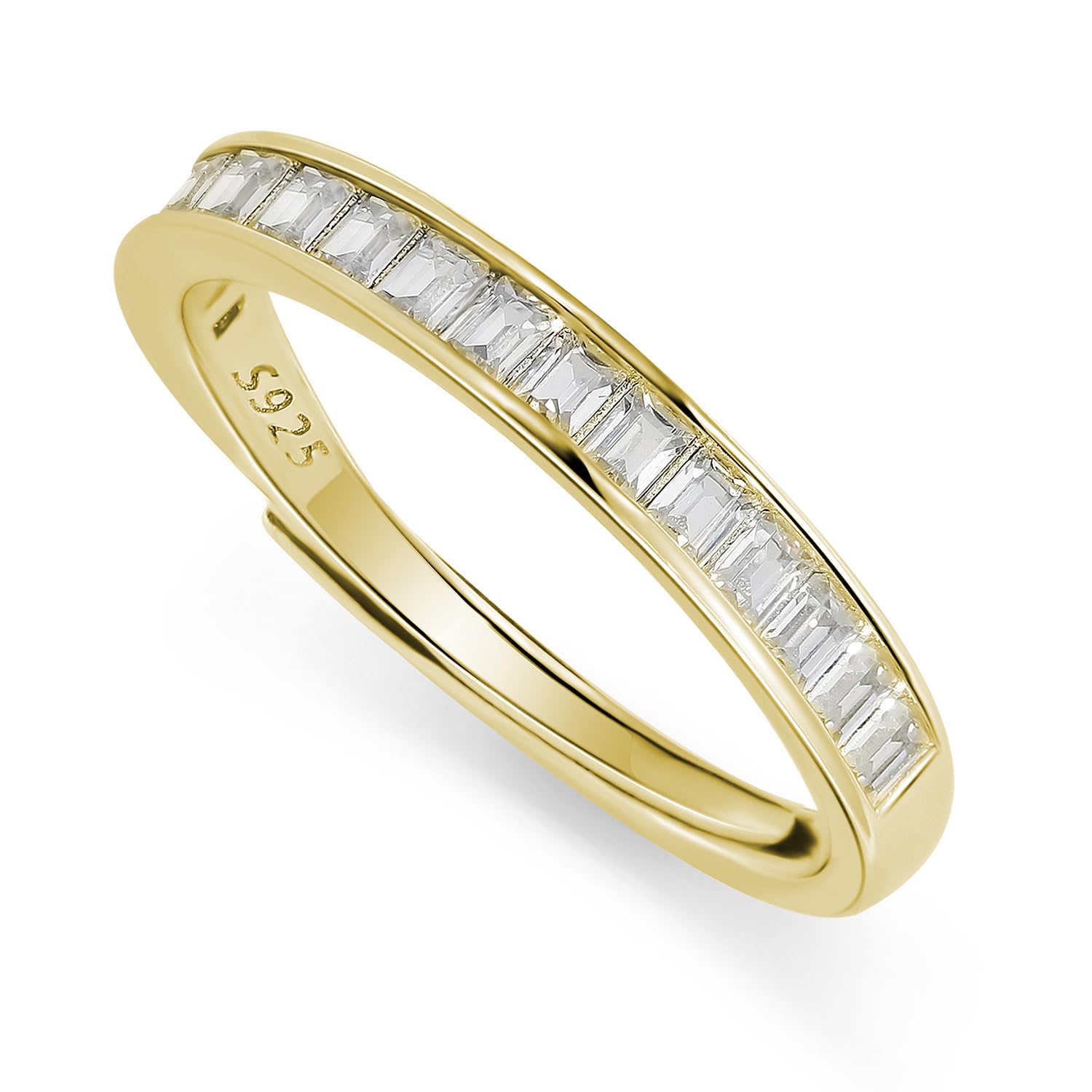 Meissa Anillo de Boda de Diamantes en Plata de Ley 925 Anillo de Declaración Banda de Canal con Corte Baguette Anillo Promesa de Novia Talla Ajustable, Oro