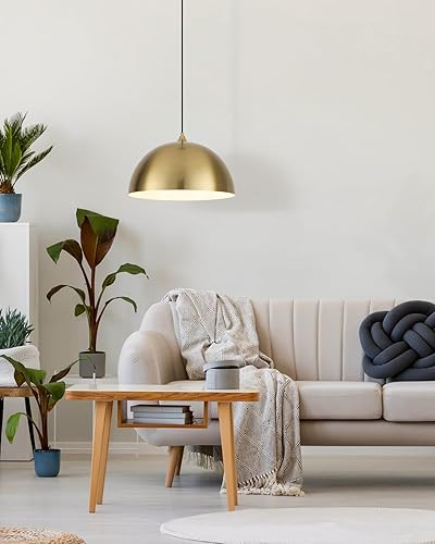 Miniatura 7 de Lámpara colgante dorada de 15.7 pulgadas, luces colgantes grandes para isla de cocina, lámpara colgante de cúpula de granja para pasillo, comedor,