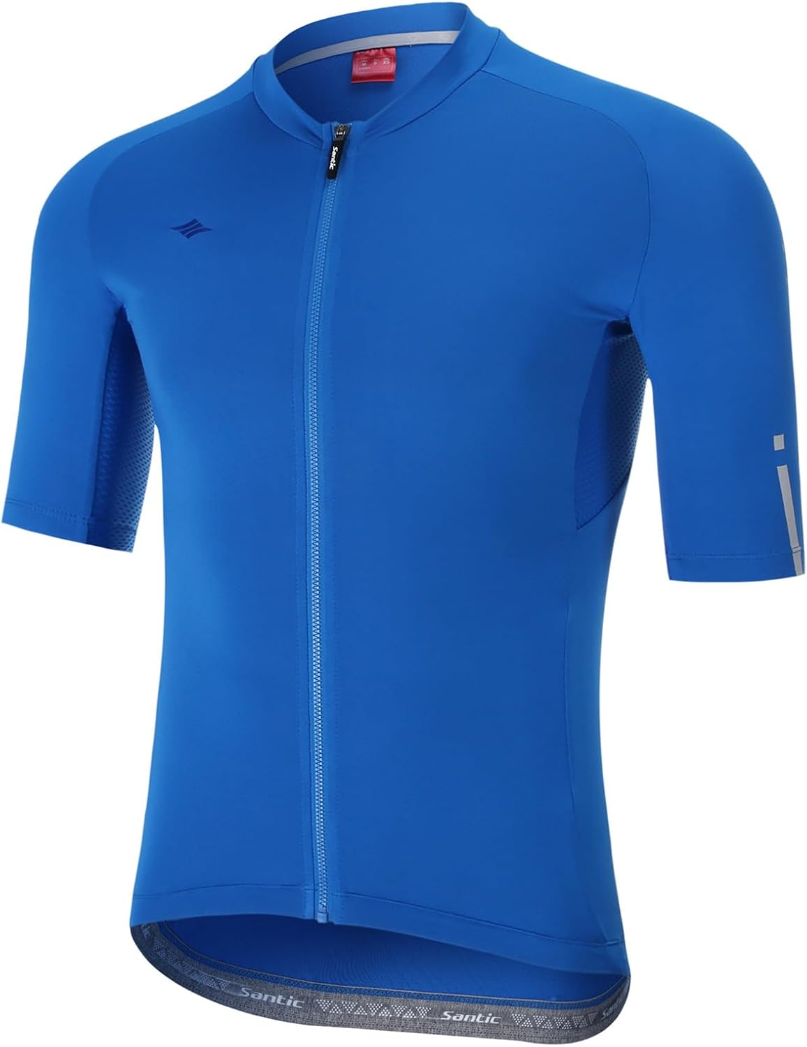 Santic Men's Cycling Jersey Short Sleeve Tops Pro Road Bike Shirt Full Zipper UPF 50+ MTB Jersey with Pockets