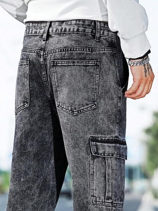 Image of ODDMONKEY Men Jeans || Cargo Jeans for Man ||Cargo Pant for Man || Jeans for Men || Men Cargo Pants || Straight Fit Jeans for Men