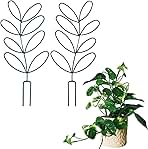 2Pack Indoor Plant Trellis Metal Wire Garden Trellis ,Small Climbing Leaf Shape Trellis for Garden Potted Plant Houseplant(Blackish)