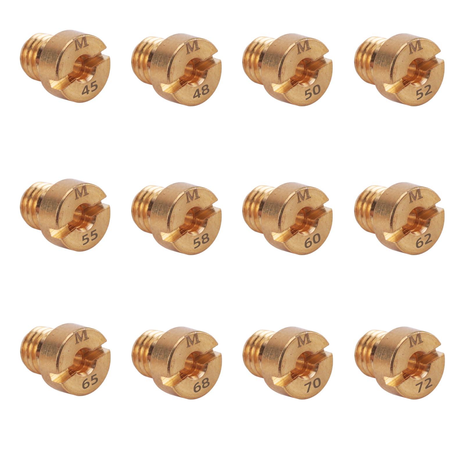Carburetor Main Jet Kit M5 45-72, 12pcs Carburetor Main Nozzle 5mm Compatible with DELLORTO SHA Carb and PHBG AD/DS Racing, Mikuni Vm22 Vm24 Vm26 125cc 150cc 2 00cc 25 0cc
