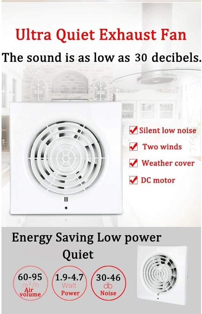 Silent Extractor Exhaust Fan Home Hotel Glass Windows Wall Hang Kitchen Bathroom Toilet Ventilation