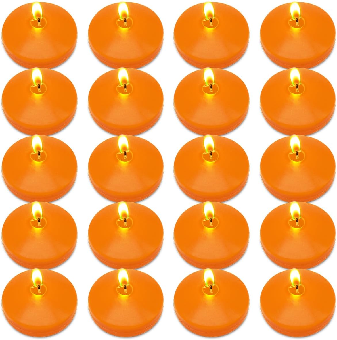 Floating Candles, Pack of 20, 3Inch Orange, NonDrip Wax Burning Candles for