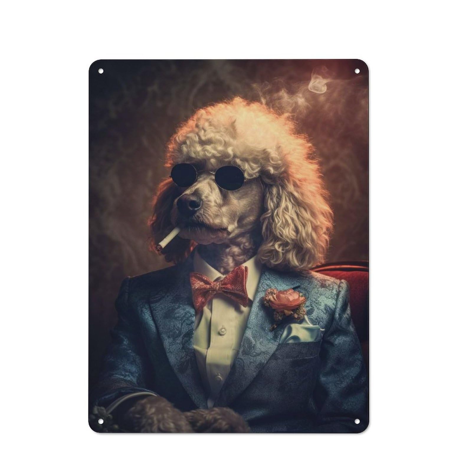 Junmoney Classy Poodle Tin Wall Sign, Bright Printed Design, For Man Cave, Tool Wall Or Office Corner, 40X30cm