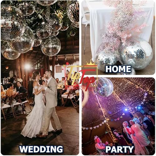 Image of Premium Mirror Disco Ball Hanging Party Centerpieces (Handmade) (12 cm (1 pc) (4.7 inch))