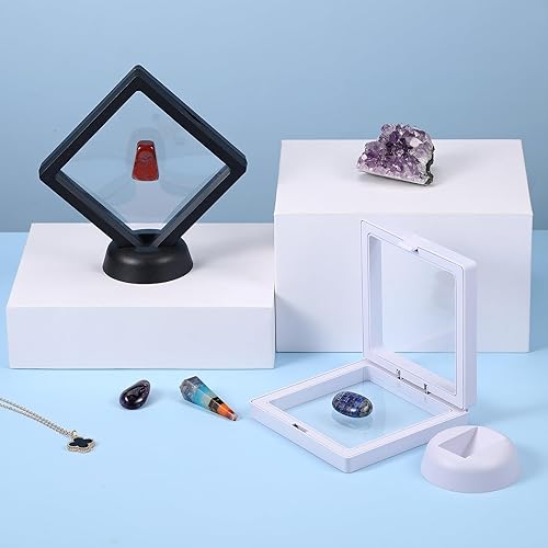 Miniatura 5 de 60 piezas de vitrina flotante 3D de polietileno para joyería, caja de almacenamiento de monedas, marcos de exhibición para monedas antiguas, conchas