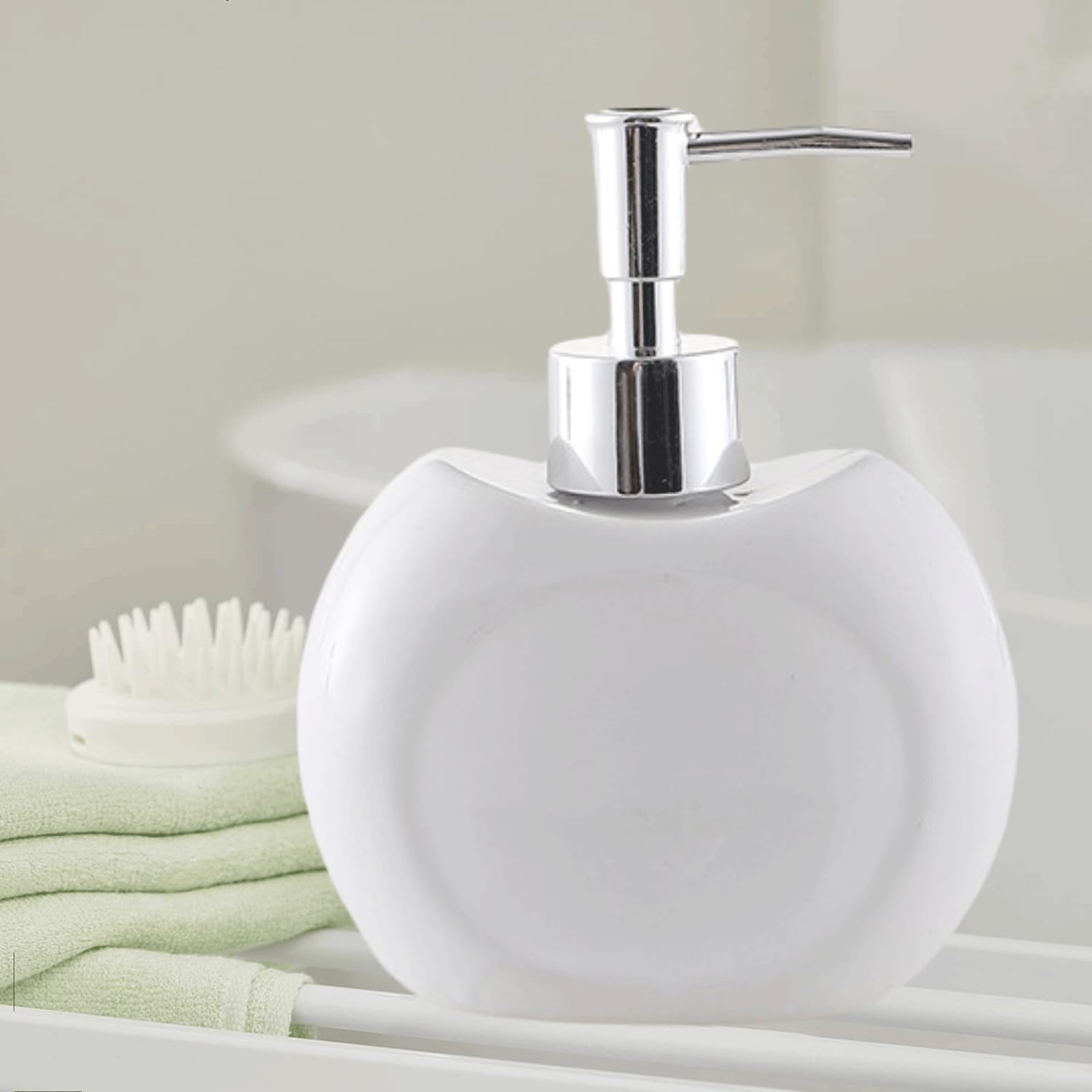 Dozownik mydła do wielokrotnego napełniania ceramiczny dozownik mydła 300 ml kreatywny kształt dozowniki mydła w płynie ze srebrną pompką balsam do wielokrotnego napełniania dozownik do mycia naczyń