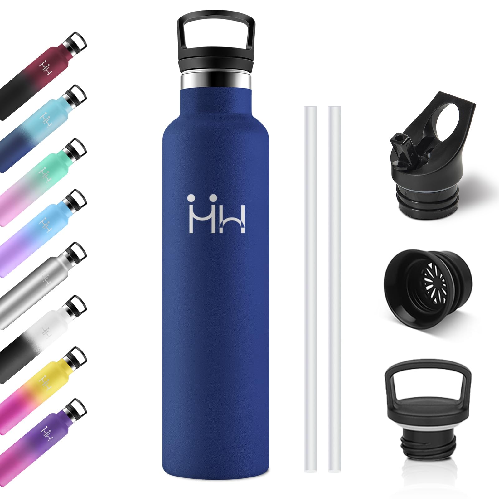 1L Thermal Water Bottle, Drinking Bottle with Straw, Reusable Thermal Bottle, Leak Proof, Double Wall Insulation, BPA Free, Thermos for Adult, Camping, Cycling, Work, Travel