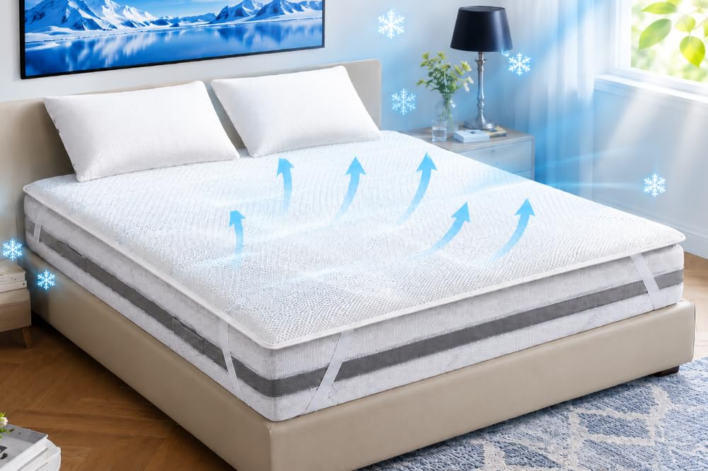 Topper Materasso Coprimaterasso effetto RINFRESCANTE in Microfibra Correttore Materasso Termoregolatore Refrigerante Matrimoniale 2 Piazze 160x200 cm Mod. Thermo Solution