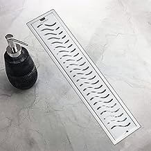 Bathroom Shower Drain Channel | 304 Stainless Steel Shower Water Drain Channel | Floor Drainer for Bathroom, Terrace, Basement, Garden with Side Hole & Cockroach Trap (24x4 Inches)