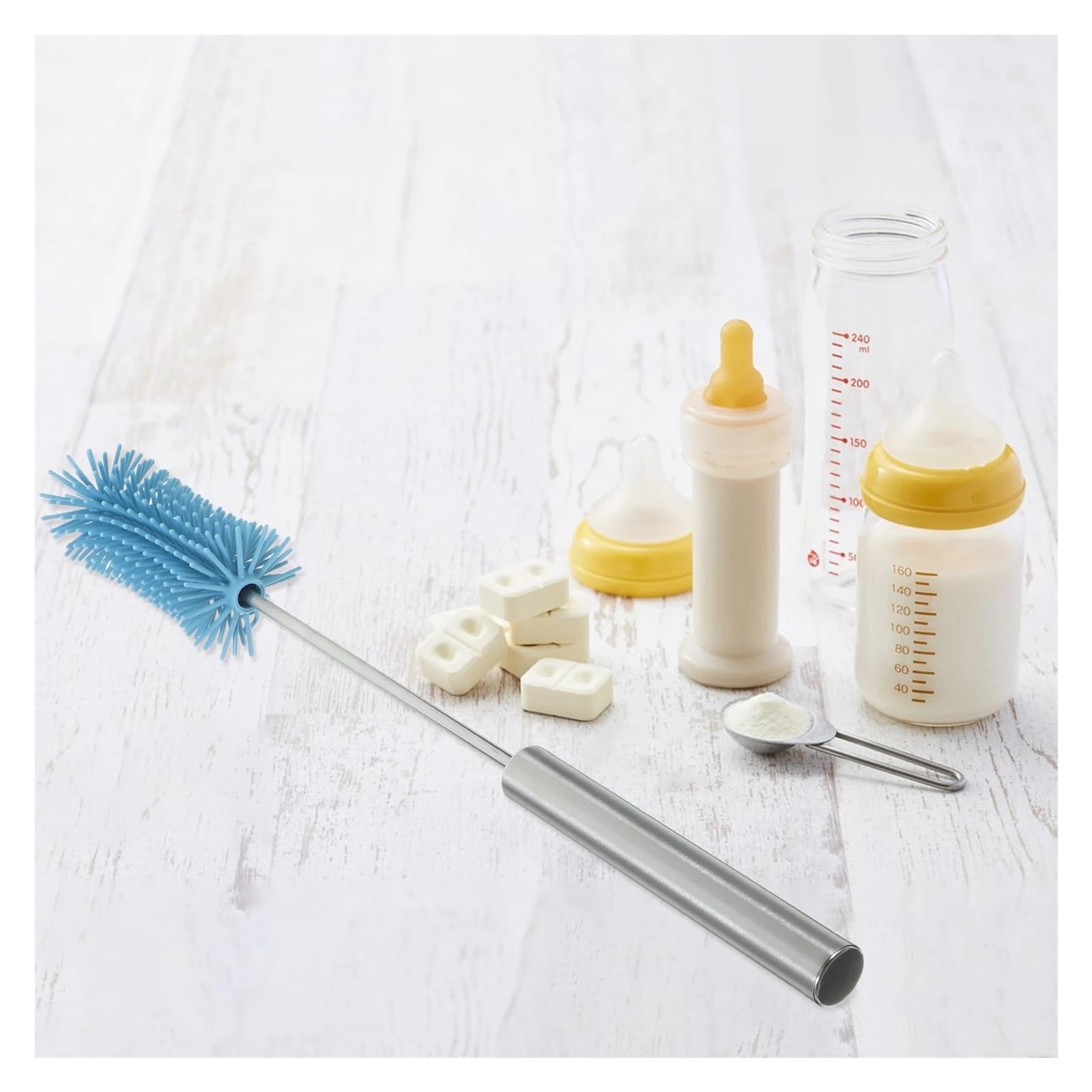 Set di spazzole per biberon, Scovolino for bottiglie con manico lungo e setole morbide antigraffio for tazze di latte