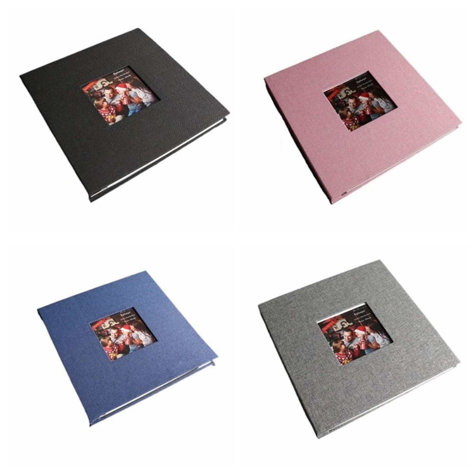 Estuche de almacenamiento imágenes lino, álbum familiar autoadhesivo DIY, recortes memoria conmemorativo 20 hojas Para Aniversarios(Gray-18inch)