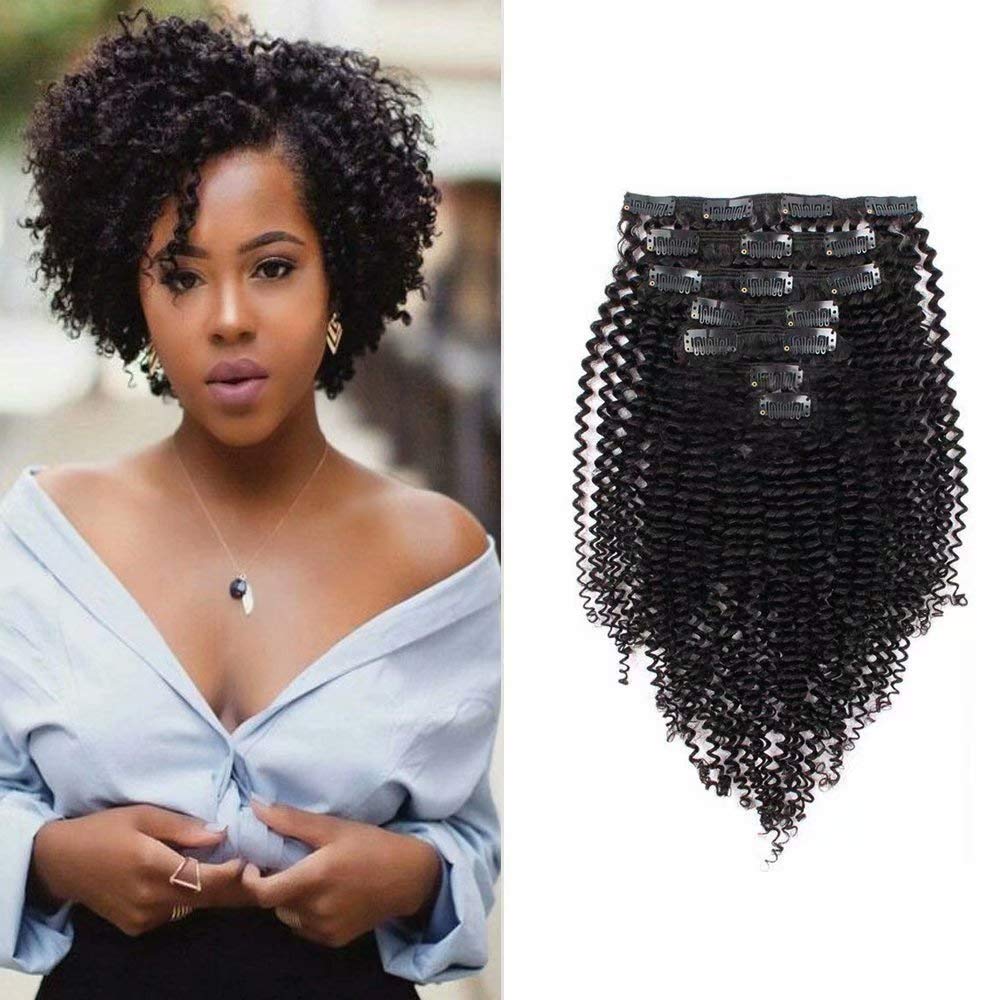 HIKYUU 8" 60g 7pcs Natural Black 3c 4a Afro Kinky Curly