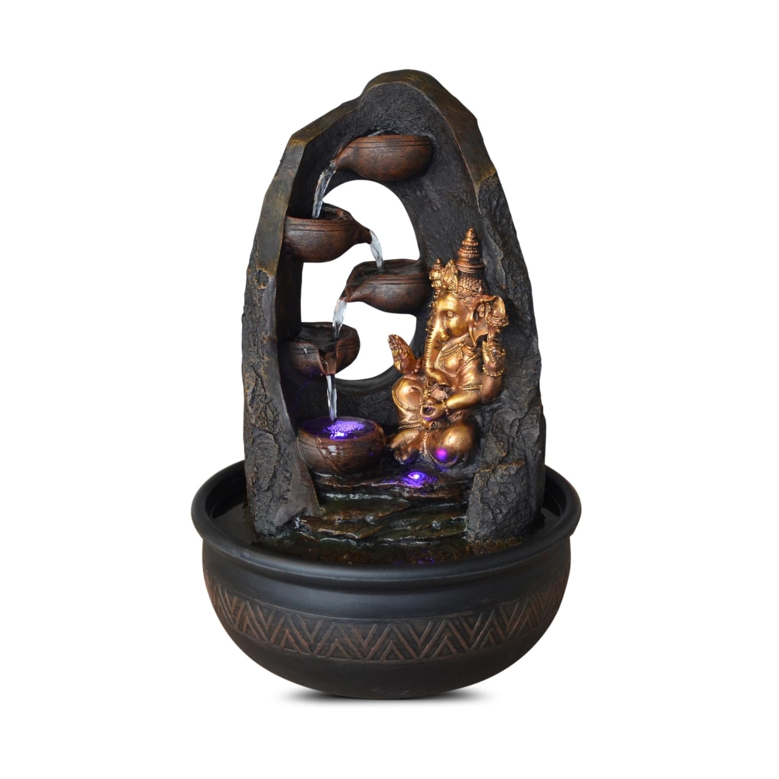 Zen Light SCFR1798 - Fuente de Interior con Bomba e iluminación LED, Resina, marrón, Talla única